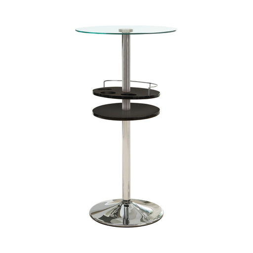 Gianella Glass Top Bar Table with Wine Storage Black and Chrome image