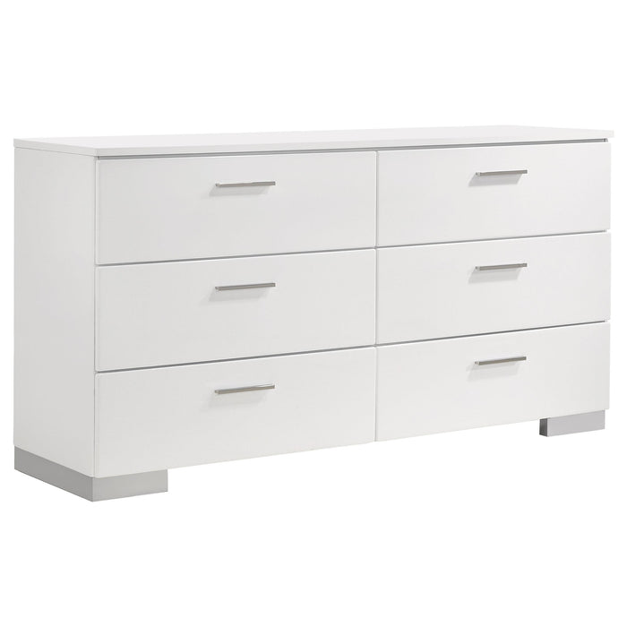 Felicity 6-drawer Dresser Glossy White image