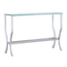 Saide Rectangular Sofa Table with Mirrored Shelf Chrome image