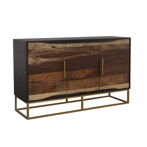 Zara 2-drawer Accent Cabinet Black Walnut and Gold image
