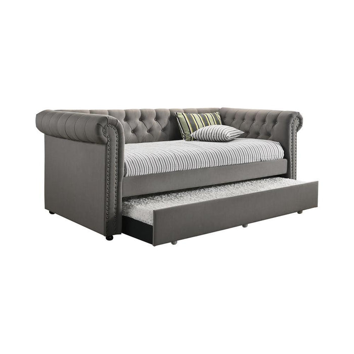 Kepner Tufted Upholstered Daybed Grey with Trundle