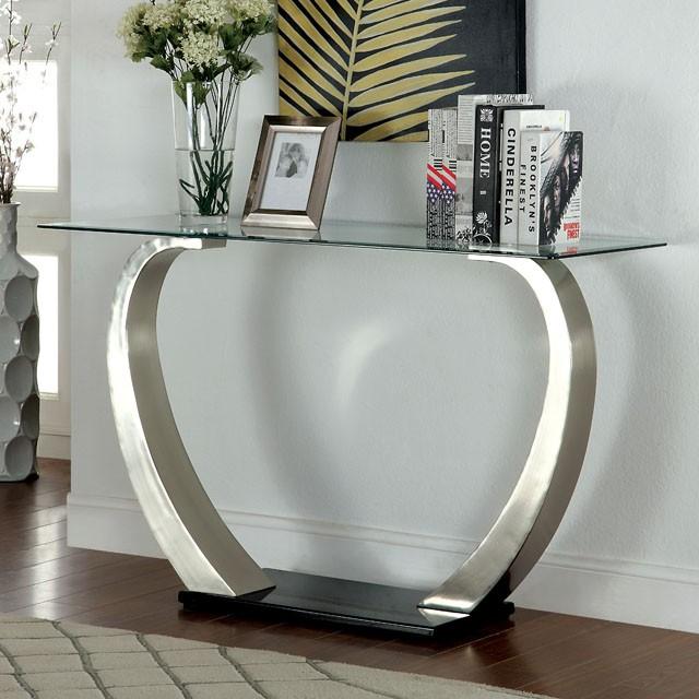 ROXO Satin Plated/Black Sofa Table