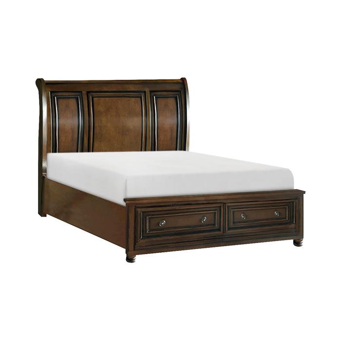 Cumberland (3)California King Sleigh Platform Bed with Footboard Storage