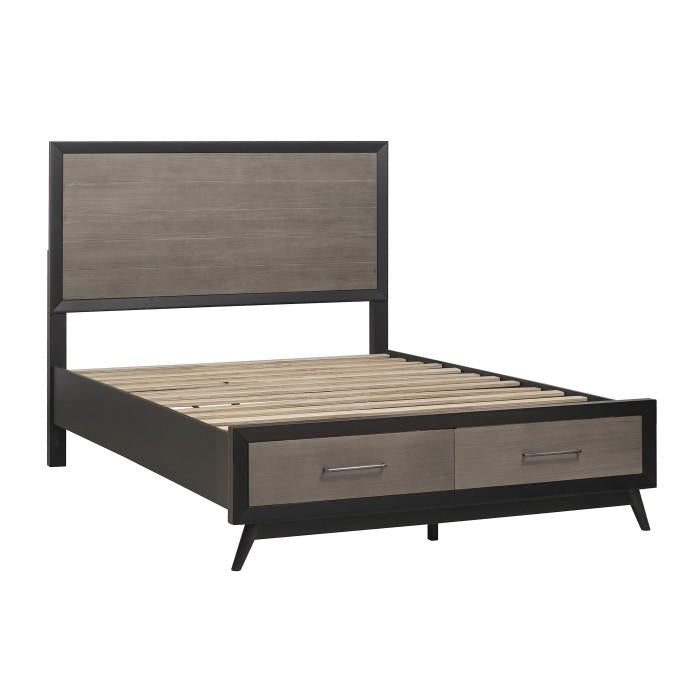 Raku (3)California King Platform Bed with Footboard Storage