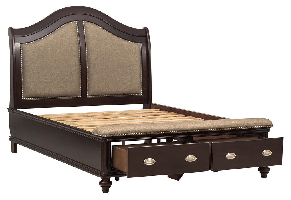 Marston Queen Sleigh Storage Bed in Dark Cherry 2615DC-1