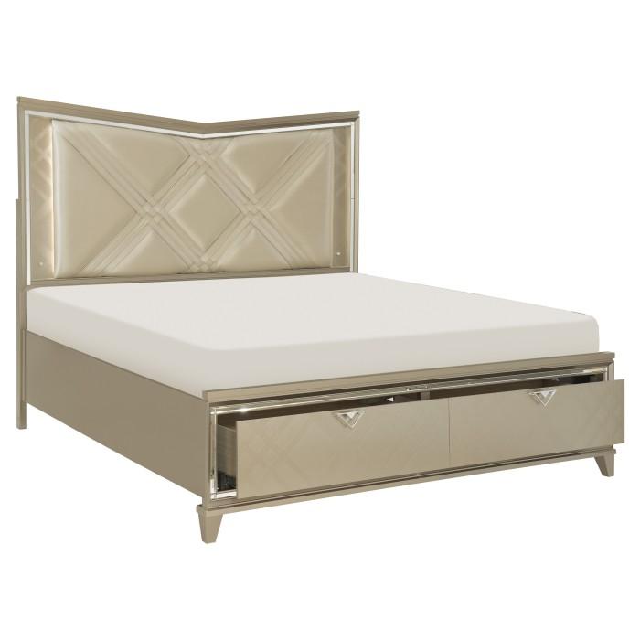 Bijou (3) California King Platform Bed with LED Lighting and Footboard Storage